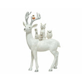 Decoris Polyresin Deer with Little Animals Figurine 26cm - White